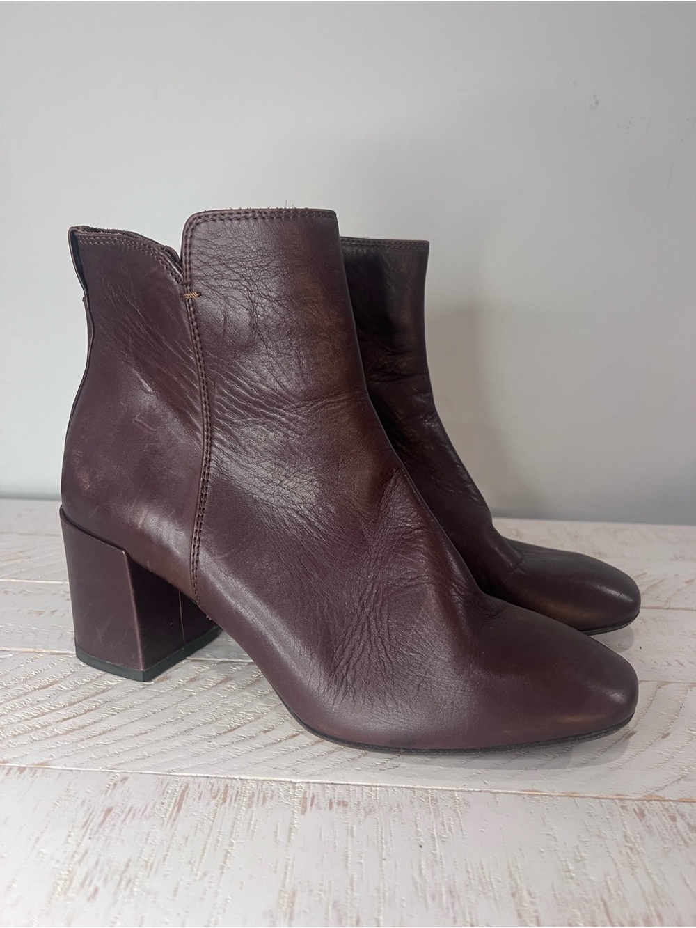 The Seller Vero Cuoio Women’s Brown Genuine Leather Block Heel Boots Size 39